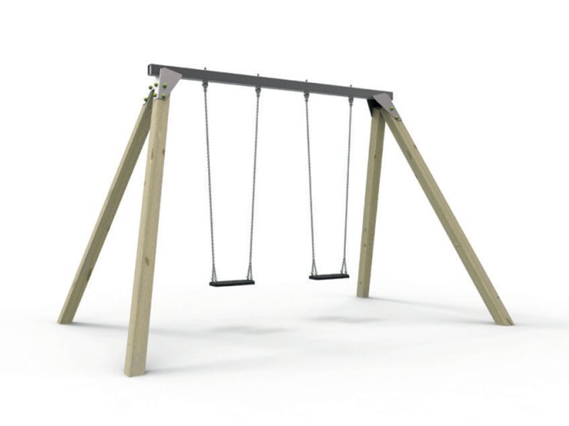 Swing with metal beam